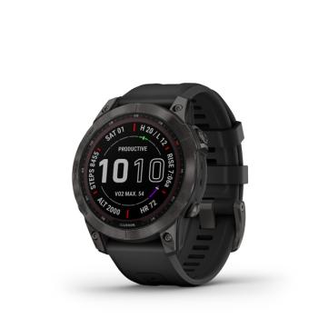 GARMIN FENIX 7 SAPPHIRE SOLAR, CARBON GRAY DLC TITANIUM, BLACK BAND 010-02540-21