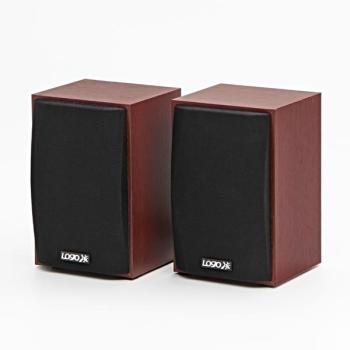 LOGO REPRODUKTORY 2.0, 6W, OVLADANIE HLASITOSTI, HNEDE, DREVENE, USB+3.5MM KONEKTOR vystavený kus