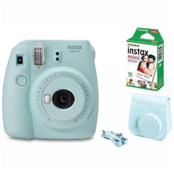 FUJIFILM INSTAX MINI 9 BIG BUNDLE 1X10 FILM + CASE ICE BLUE