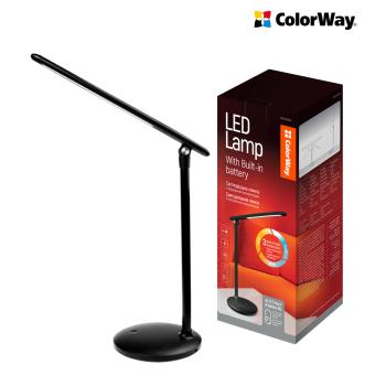 COLORWAY LED STOLNA LAMPA CW SO ZABUDOVANOU BATERIOU, CIERNA (CW-DL02B-B) vystavený kus