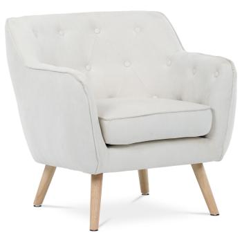 AUTRONIC AK-333 WT2 Křeslo relaxační, bílá látka, dřevěné nohy.