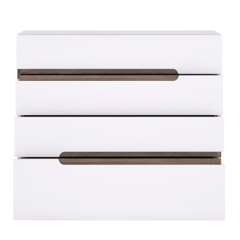 KONDELA Komoda, biela extra vysoký lesk HG/dub sonoma tmavý truflový, LYNATET TYP 44