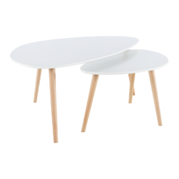 KONDELA FOLKO NEW KONFERENCNE STOLIKY, SET 2 KS, BIELA/BUK