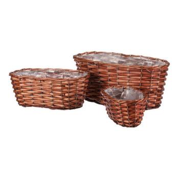 AUTRONIC OV4142 BR-LT Košík proutěný - oválný truhlík, sv. hnědý, cena za sadu 3 ks