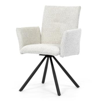 AUTRONIC DCH-W1117 CRM2 Židle jídelní, krémová látka, černý kov, otočný mechanismus 90°/90° (L/P) -
