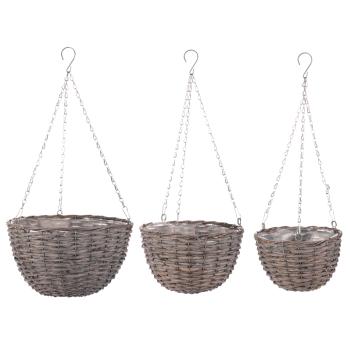 AUTRONIC OV4141 GREY Košík závěsný - proutěný, šedý, cena za sadu 3 ks