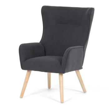 AUTRONIC AK-314 GREY2 Křeslo, potah šedá manšestrová látka, dřevěné nohy, masiv kaučukovník