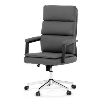 AUTRONIC KA-D8104 GREY Židle kancelářská, šedá ekokůže, kříž kov chromový, houpací mechanismus, čalo