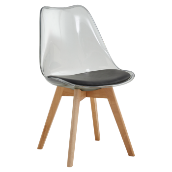 KONDELA Stolička, transparentná čierna, akryl/ekokoža/buk, BALI 2 NEW