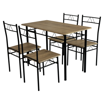 KONDELA Jedálenský set 1+4, svetlý dub/čierna, PAON