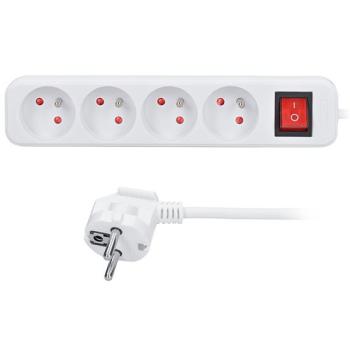 SOLIGHT PP32 PREDLZOVACI PRIVOD, 4 ZASUVKY, BIELY, VYPINAC, 3M