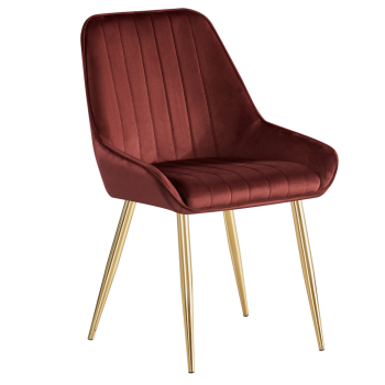 KONDELA Jedálenská stolička, bordová Velvet látka/gold chróm-zlatý, PERLIA