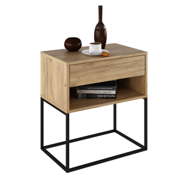 KONDELA Nočný/príručný stolík, dub artisan/čierna, ARTI TYP 2