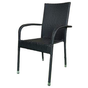 AUTRONIC AZC-S2113 BK Židle zahradní, černý umělý ratan, kov, stohovatelná.