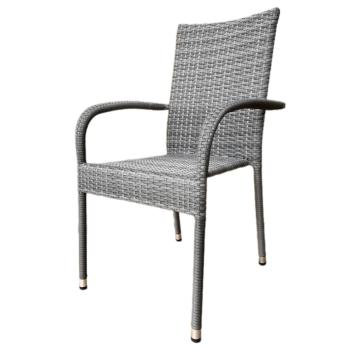 AUTRONIC AZC-S2114 GREY Židle zahradní, šedý umělý ratan, kov, stohovatelná.