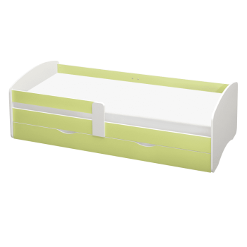 KONDELA Posteľ s roštom a úložným priestorom 80x160, biela/zelená, COCOLINO