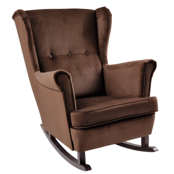 KONDELA Hojdacie kreslo ušiak, hnedá/orech, TEJA