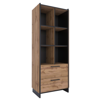 KONDELA Otvorený regál, dub wotan/čierna, AMONI 2S