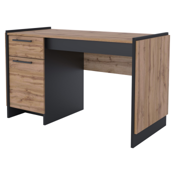 KONDELA PC stôl 130, dub wotan/čierna, AMONI 1D1S