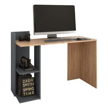 KONDELA PC stôl, dub craft zlatý/grafit, ZINO NEW