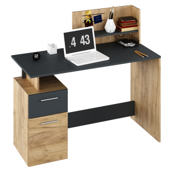 KONDELA PC stôl, dub artisan/grafit, PLATON NEW