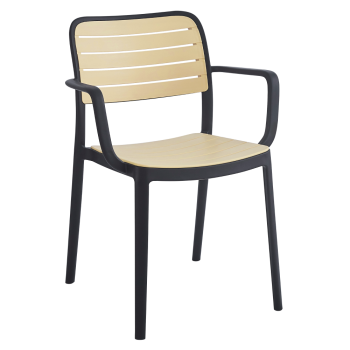 KONDELA Stohovateľná stolička, čierna/béžová, KARDOS TYP 2