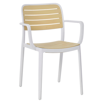 KONDELA Stohovateľná stolička, biela/béžová, KARDOS TYP 2