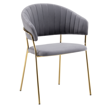 KONDELA Dizajnové jedálenské kreslo, sivohnedá Velvet látka/gold chróm zlatý, DASMIN TYP 1