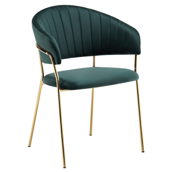 KONDELA Dizajnové jedálenské kreslo, tmavozelená Velvet látka/gold chróm zlatý, DASMIN TYP 1