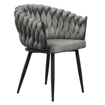 KONDELA Jedálenské kreslo, tmavosivá Velvet látka/čierna, BLER