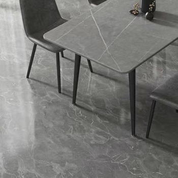 KONDELA Jedálenský stôl, sivý mramor/čierna, 121x71 cm, FLORENC TYP 1