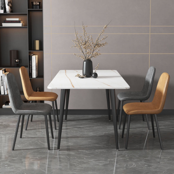 KONDELA Jedálenský stôl, biely mramor/čierna, 160x80 cm, FLORENC TYP 2