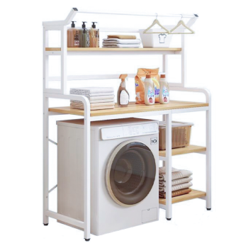 KONDELA Regál nad práčku, dub natural/biela, DARBY