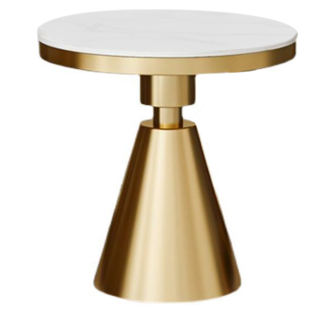 KONDELA Jedálenský stôl, zlatá/biely mramor, GREIS TYP 1