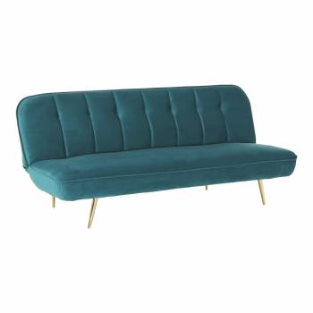 KONDELA ROZKLADACIA POHOVKA PETROLEJOVA VELVET LATKA/GOLD CHROM-ZLATY RODANA