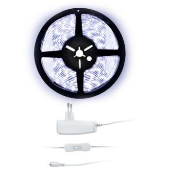SOLIGHT WM50-20T LED SVETELNY PAS S TESTROM, 5M, SADA S 12V ADAPTEROM, 4,8W/M, IP20, STUDENA BIELA