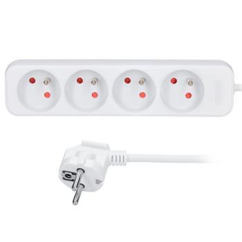 SOLIGHT PP20 PREDLZOVACI PRIVOD, 4 ZASUVKY, BIELY, 1,5M