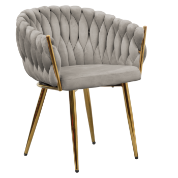 KONDELA Jedálenské kreslo, sivohnedá Taupe Velvet látka/gold chróm zlatý, DEILA