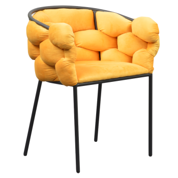 KONDELA Jedálenské kreslo, žltá Velvet látka/čierna, DOROTA