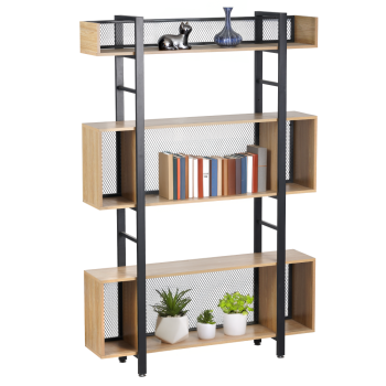 KONDELA 3-policový regál, dub/čierna, KILIS NEW TYP 3