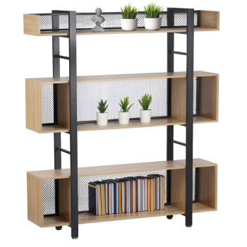 KONDELA 3-policový regál, dub/čierna, KILIS NEW TYP 4