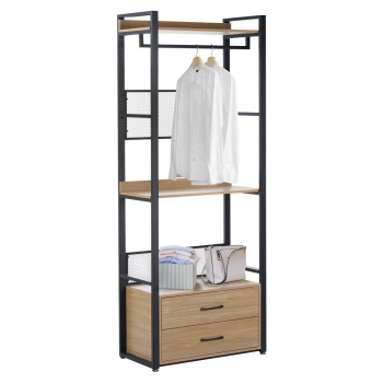 KONDELA Regál so zásuvkami, dub/čierna, KILOS NEW TYP 1