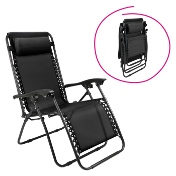 KONDELA Záhradné polohovacie kreslo, čierna, GERALD NEW