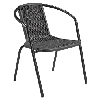 KONDELA Záhradná stohovateľná stolička, čierna, oceľ/plast, FRENY