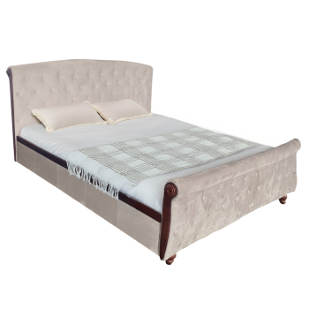 KONDELA Posteľ s úložným priestorom, 180x200, sivohnedá Taupe Velvet látka, BARETO