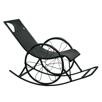 KONDELA Hojdacie kreslo, ratan/kov, čierna, ROKIN