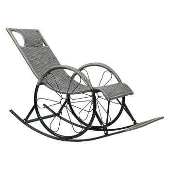 KONDELA Hojdacie kreslo, ratan/kov, sivá, ROKIN