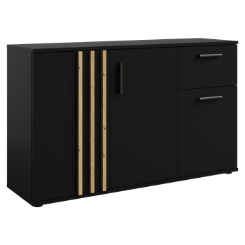 KONDELA Komoda, 3D1S, čierna/dub artisan, TOLIS TYP 2