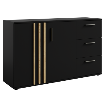 KONDELA Komoda, 2D3S, čierna/dub artisan, TOLIS TYP 3