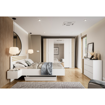 KONDELA Spálňová zostava, biela/dub artisan, 160x200, FLORENS